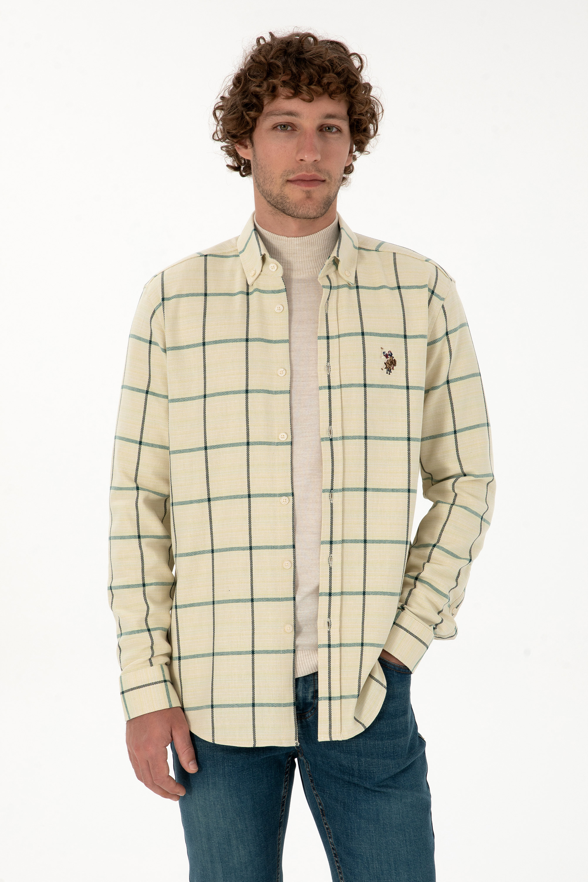 پیراهن سبز تیره رگولار مردانه یو اس پولو | US POLO ASSN