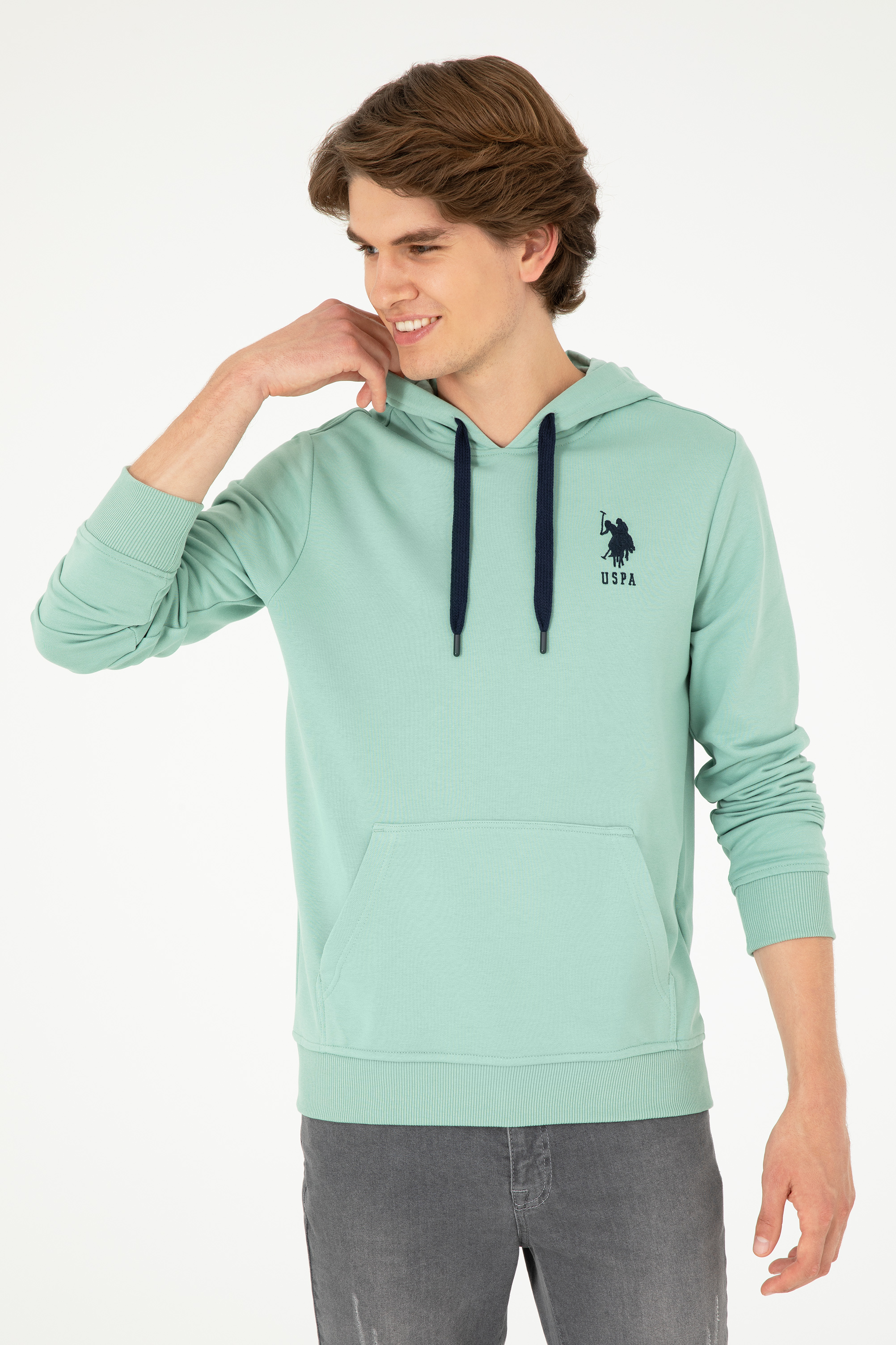 سویشرت بیسیک سبزآبی رگولار مردانه یو اس پولو | US POLO ASSN