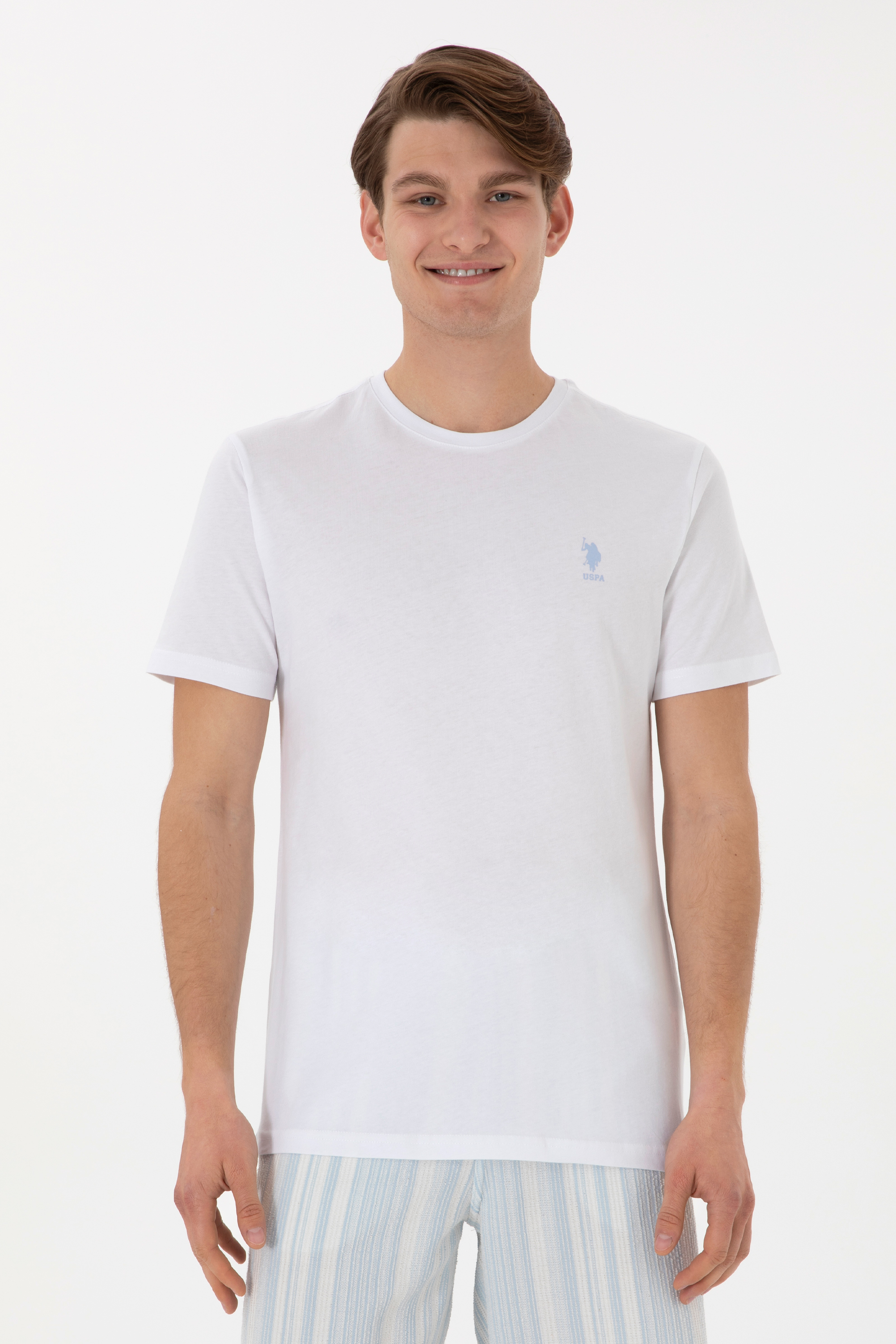 تی شرت یقه گرد سفید رگولار مردانه یو اس پولو | US POLO ASSN