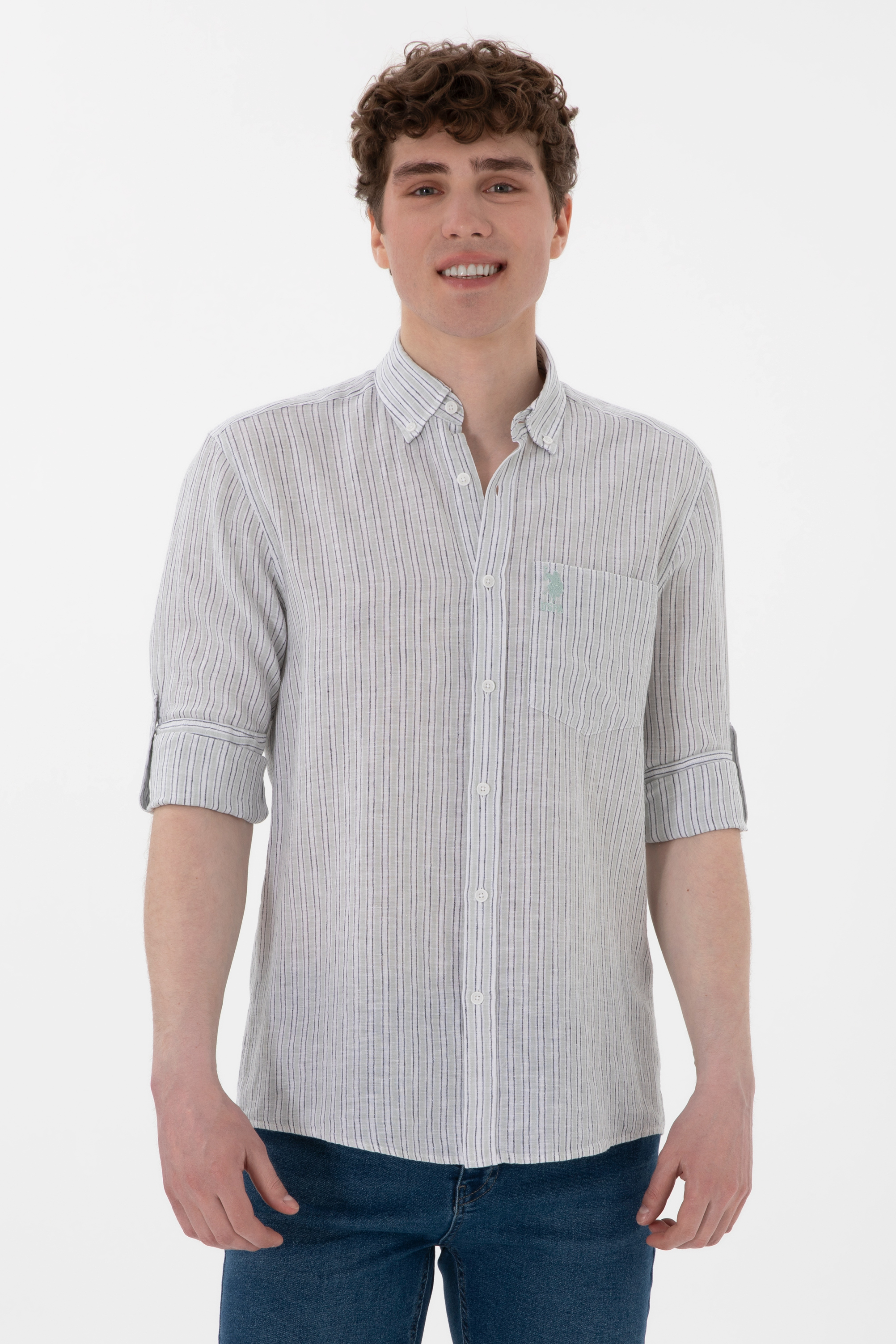 پیراهن سبزآبی رگولار مردانه یو اس پولو | US POLO ASSN