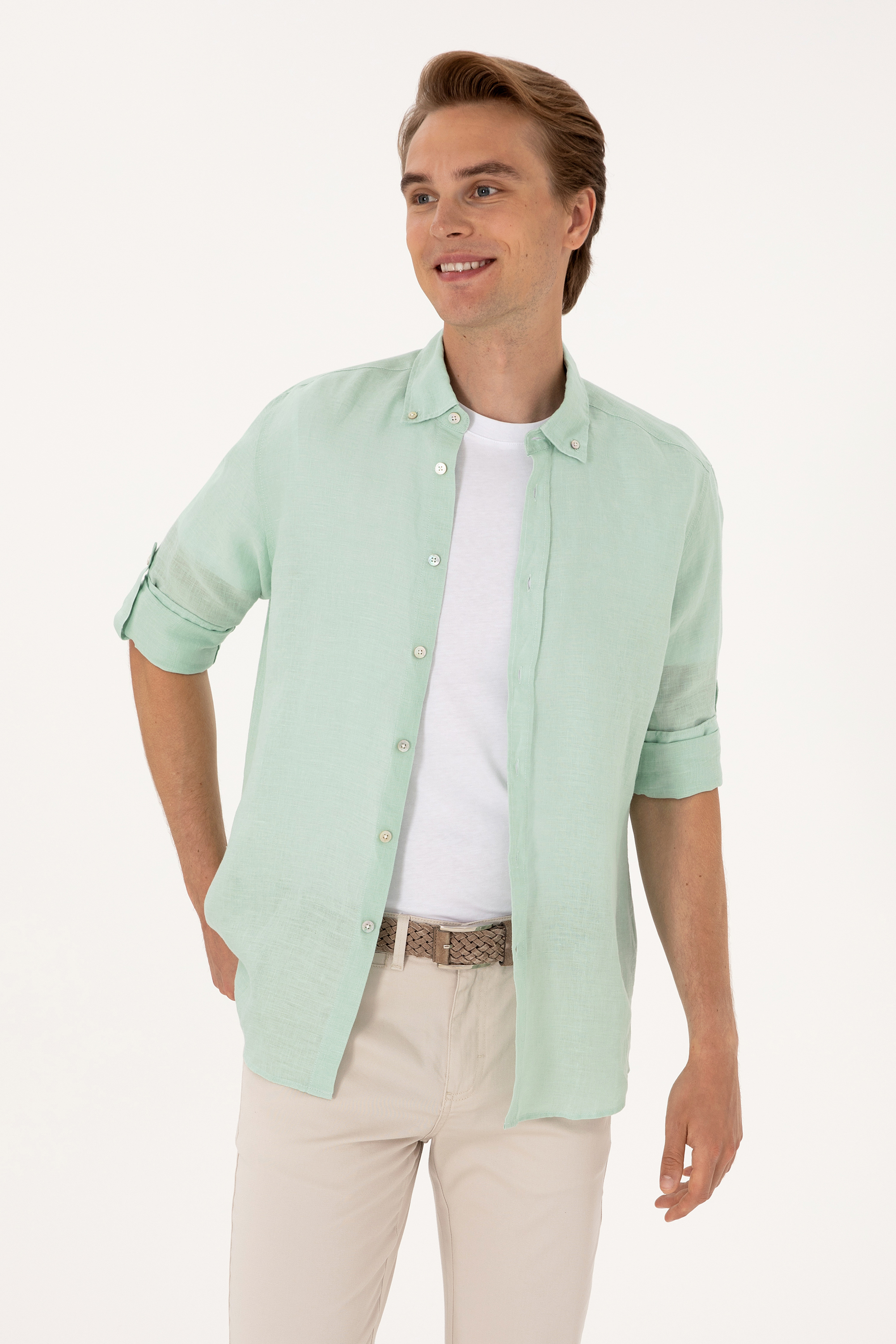 پیراهن سبزآبی رگولار مردانه یو اس پولو | US POLO ASSN