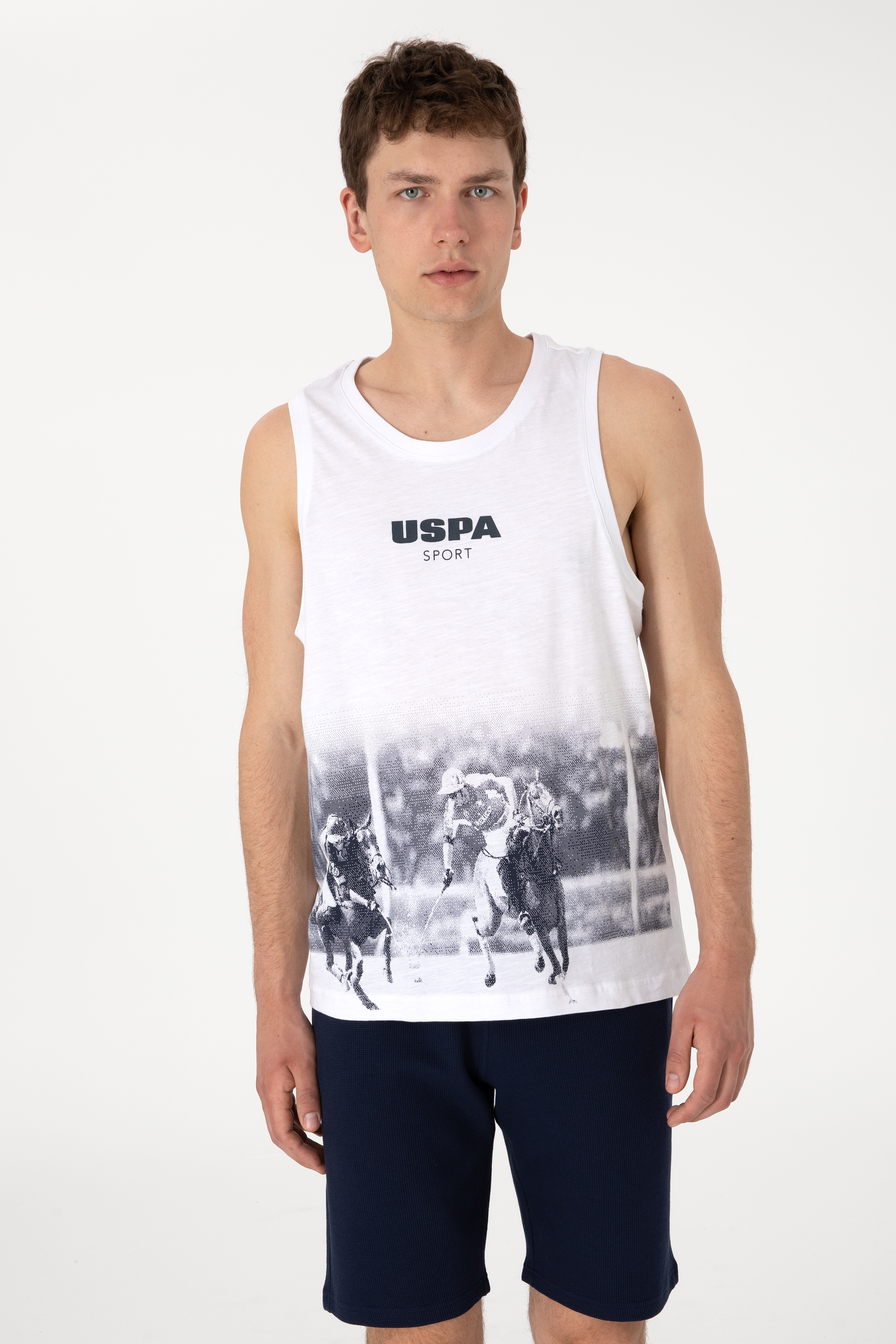 تی شرت یقه گرد سفید رگولار مردانه یو اس پولو | US POLO ASSN