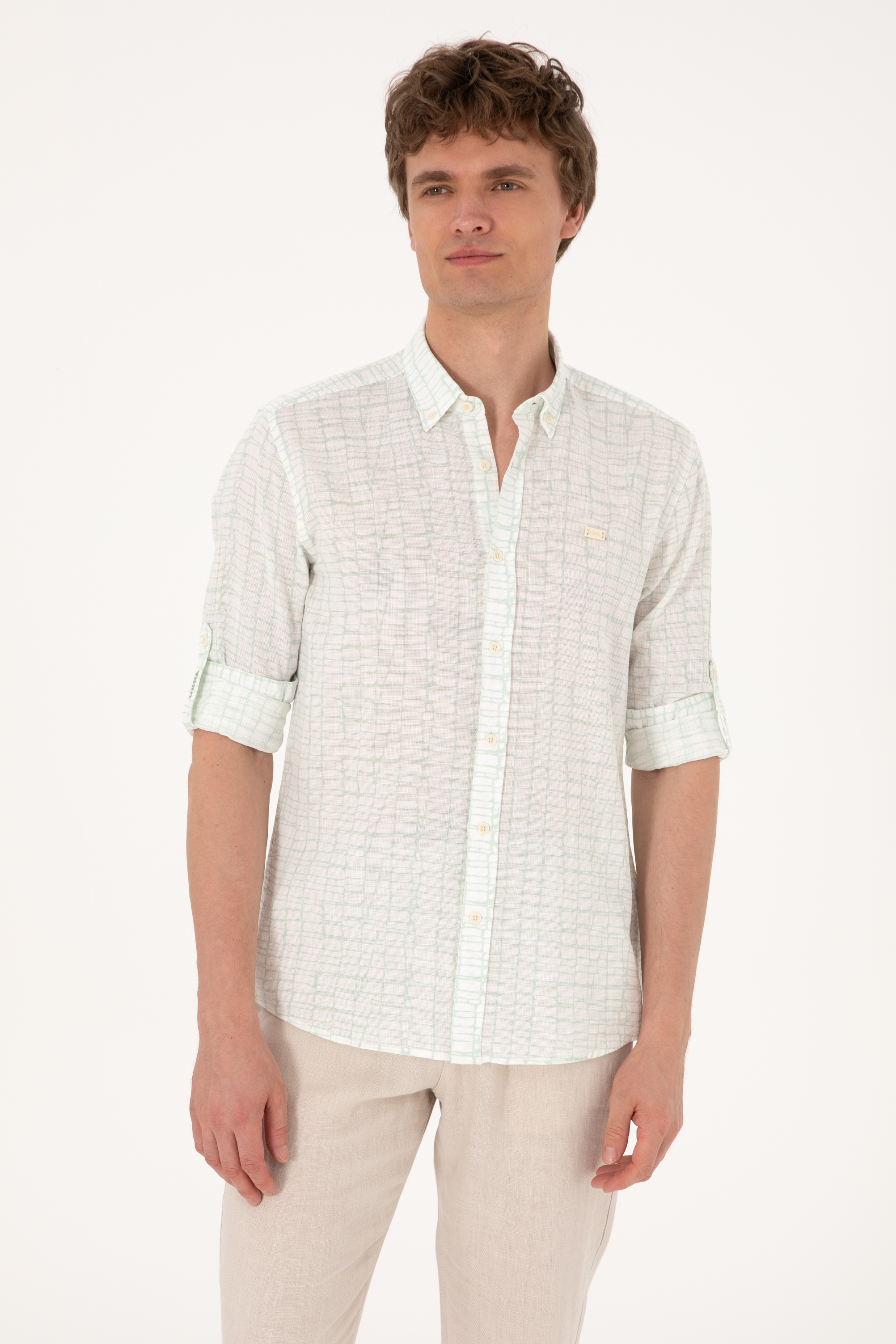 پیراهن سبزآبی رگولار مردانه یو اس پولو | US POLO ASSN