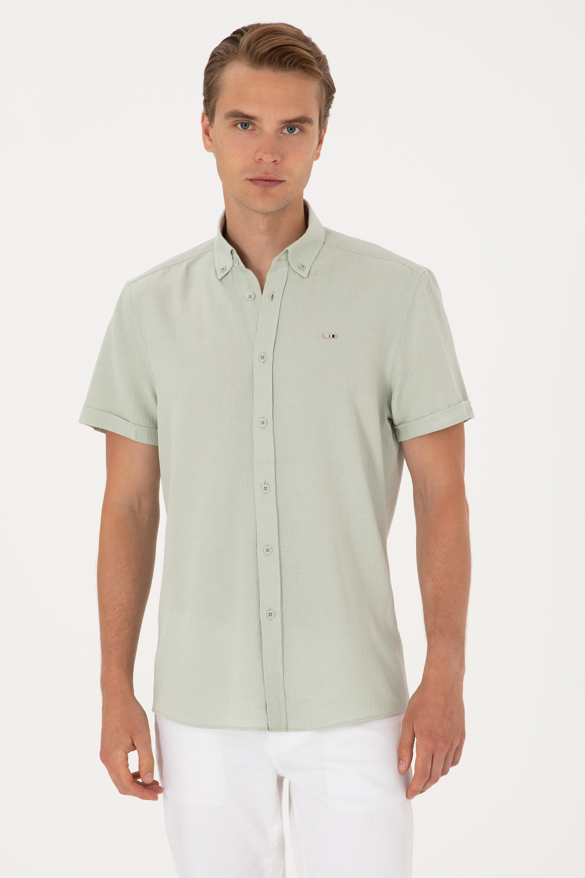 پیراهن سبزآبی رگولار مردانه یو اس پولو | US POLO ASSN