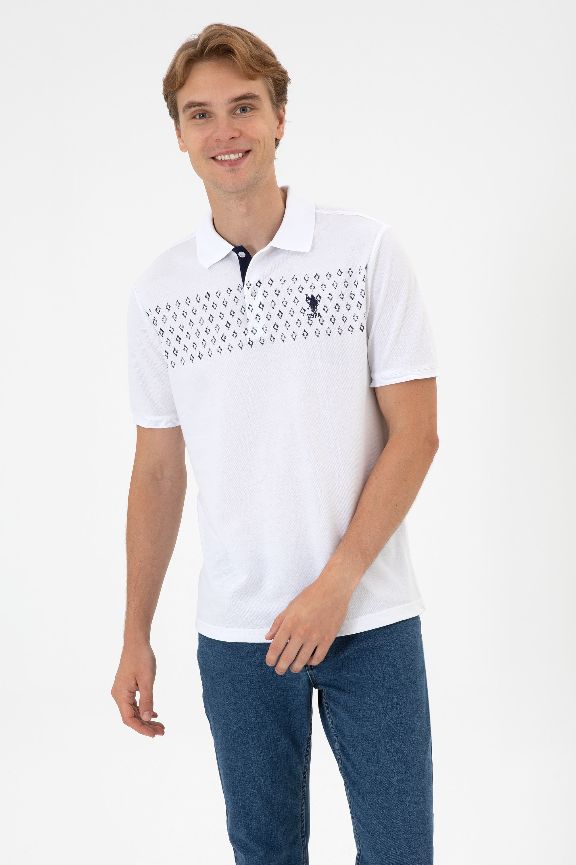 تی شرت سفید رگولار مردانه یو اس پولو | US POLO ASSN