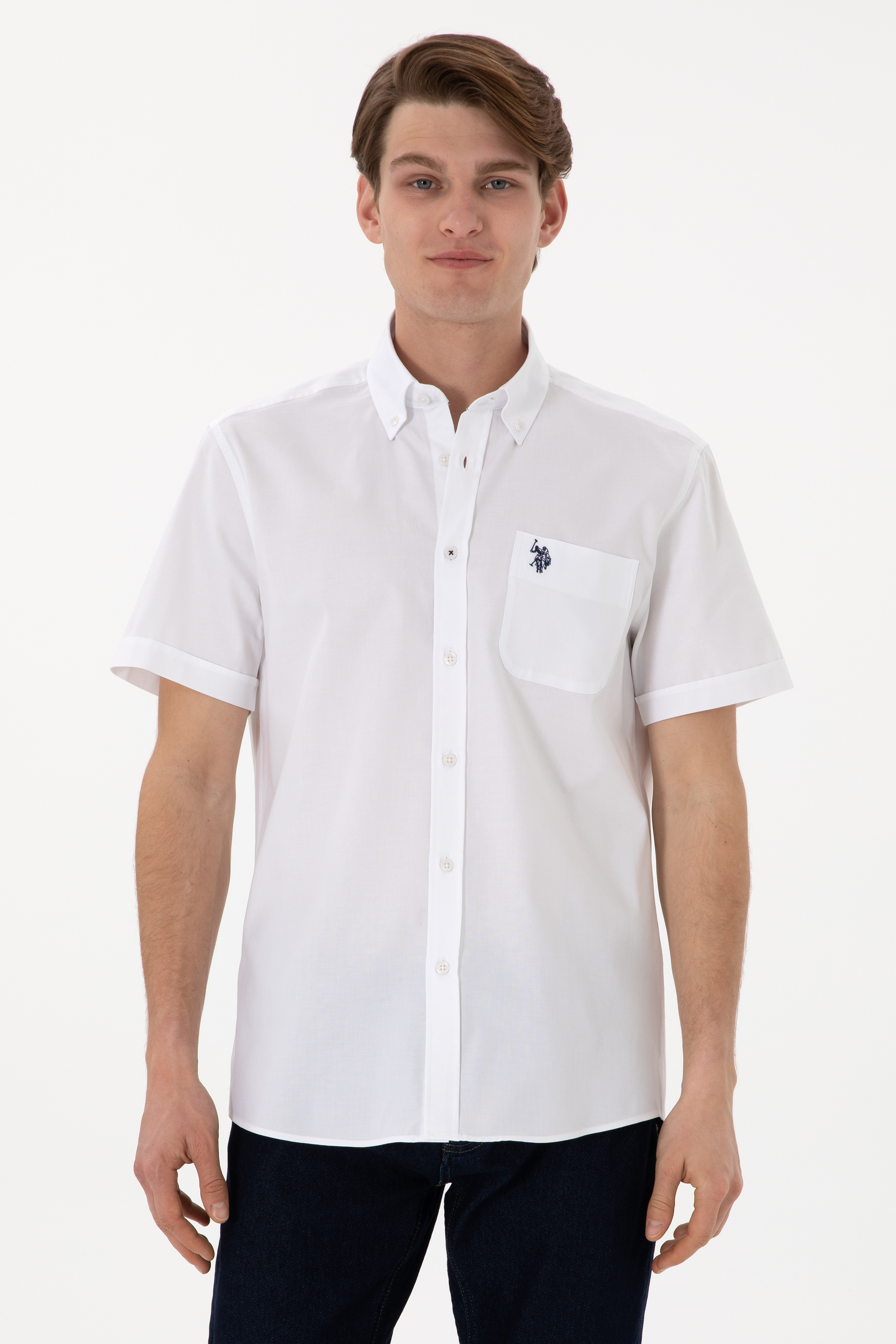 پیراهن سفید رگولار مردانه یو اس پولو | US POLO ASSN