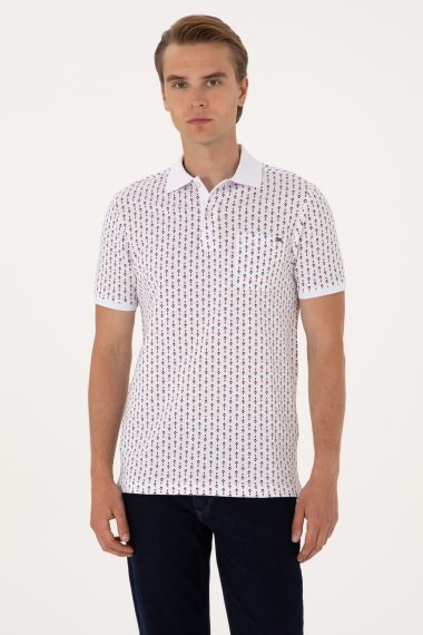 تی شرت یقه پولو سفید  رگولار  مردانه یو اس پولو | US POLO ASSN