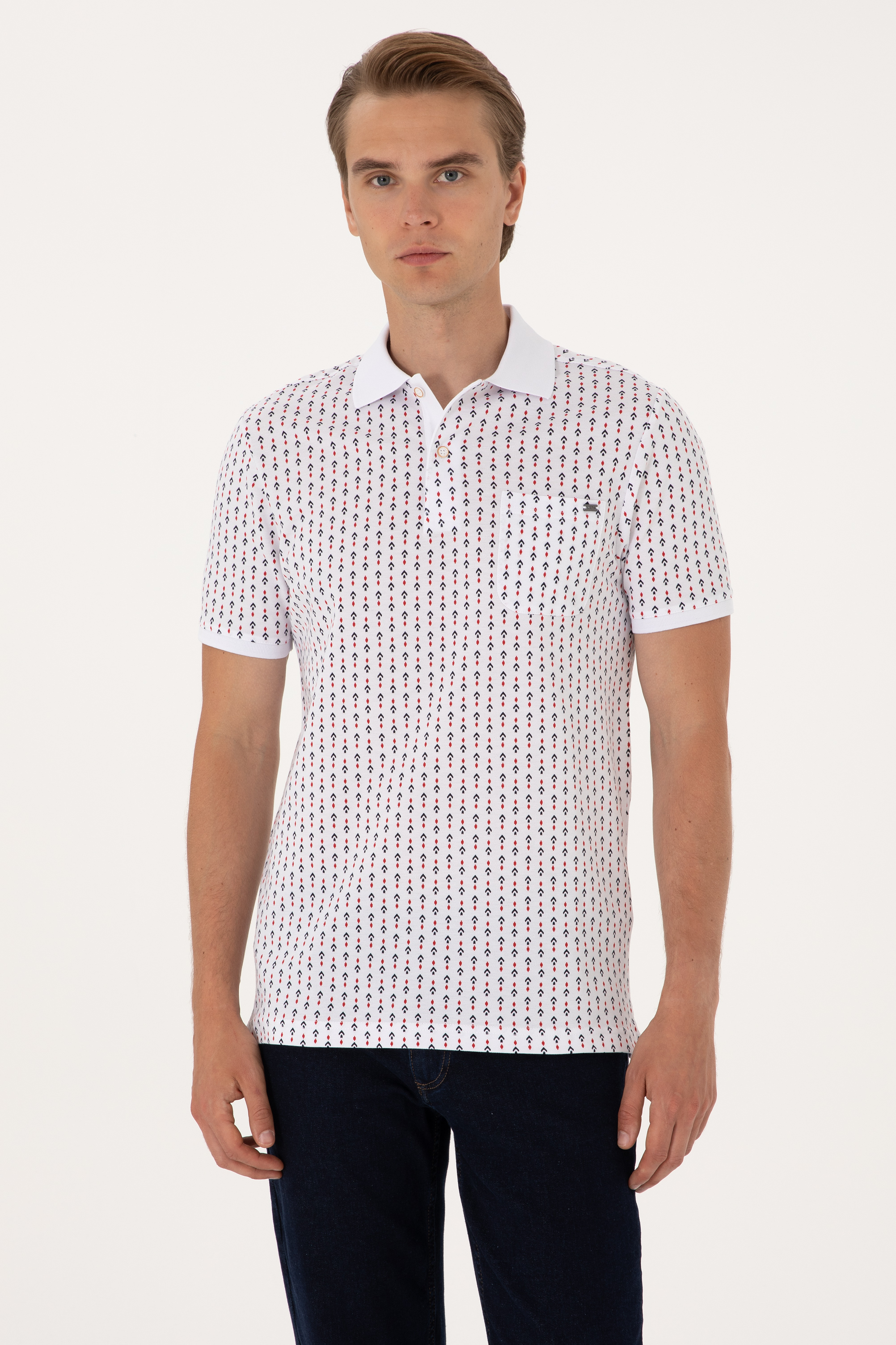 تی شرت یقه پولو سفید رگولار مردانه یو اس پولو | US POLO ASSN