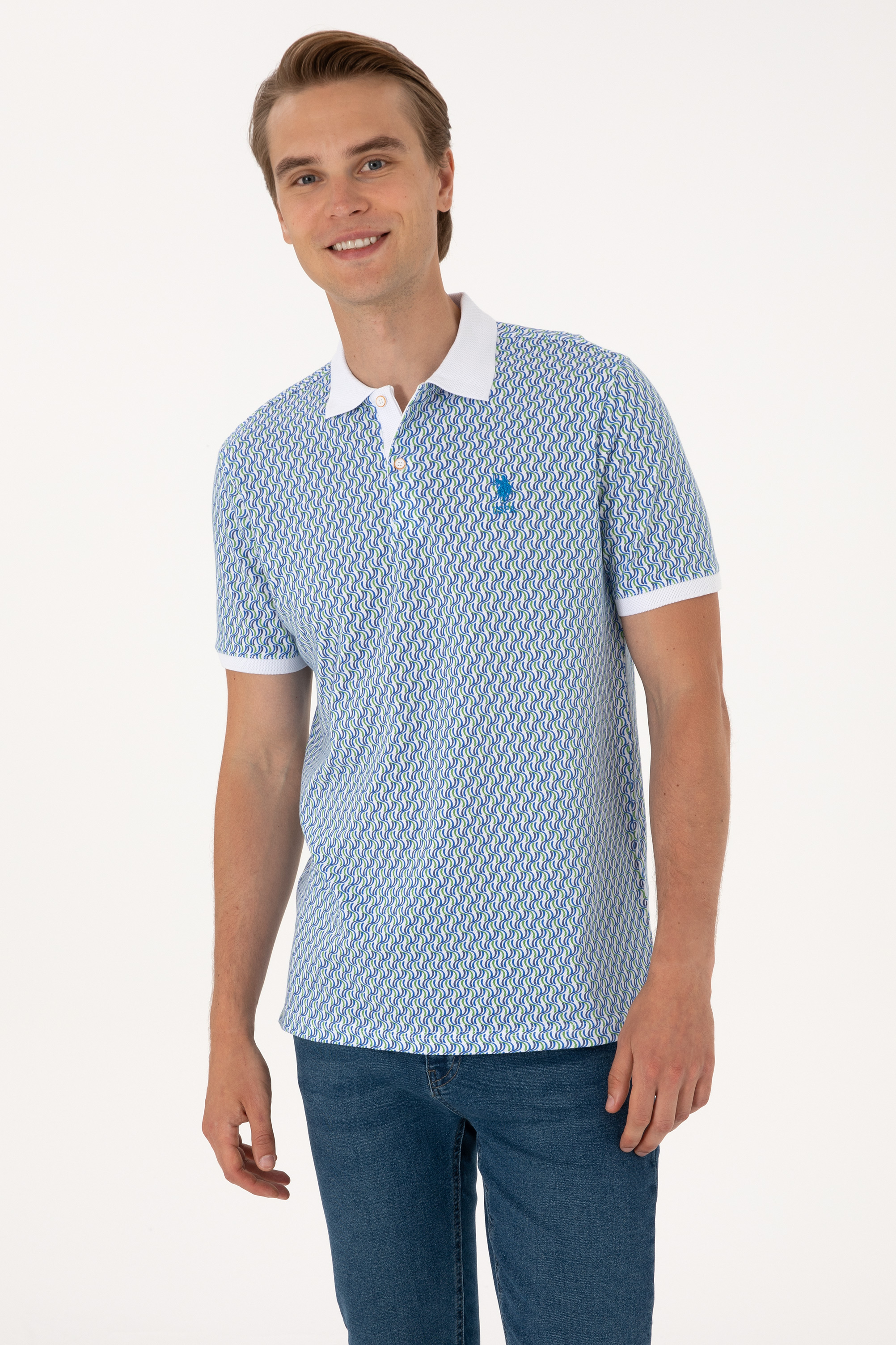 تی شرت یقه پولو سفید رگولار مردانه یو اس پولو | US POLO ASSN