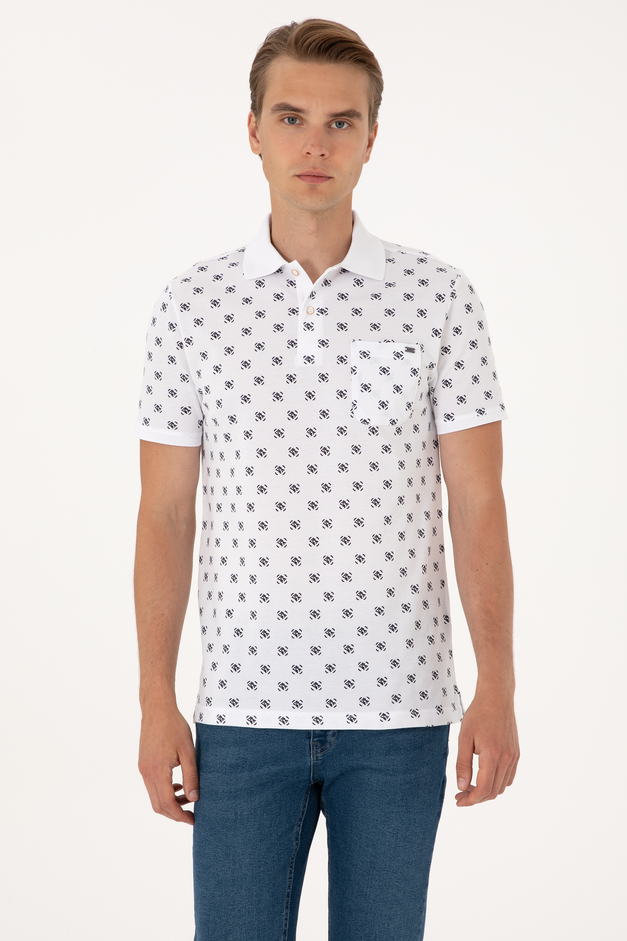 تی شرت یقه پولو سفید رگولار مردانه یو اس پولو | US POLO ASSN