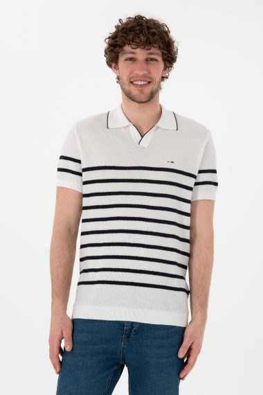 تی شرت یقه پولو سفید  اندامی  مردانه یو اس پولو | US POLO ASSN