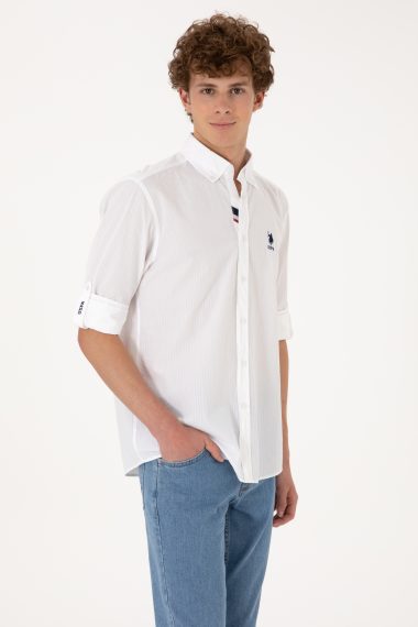 پیراهن  سفید  رگولار  مردانه یو اس پولو | US POLO ASSN