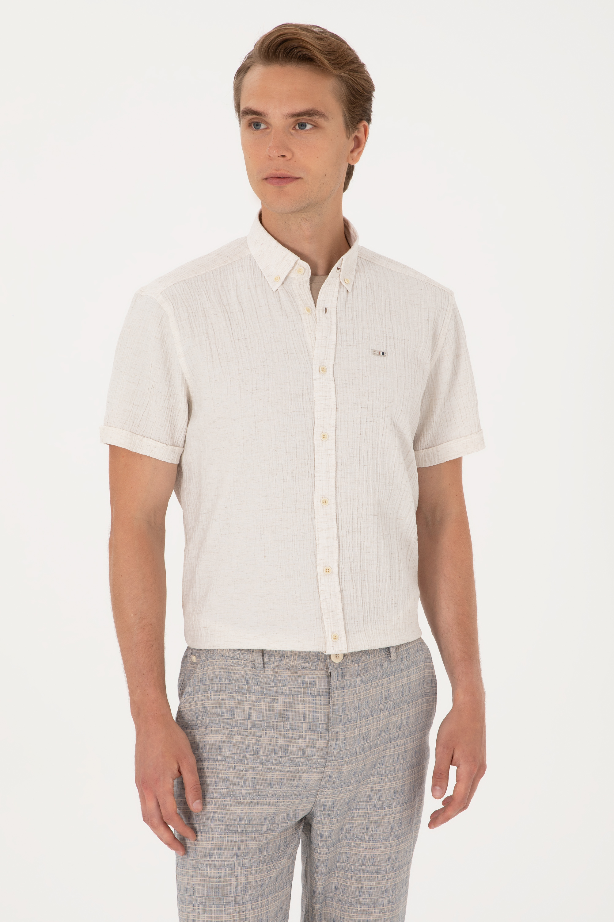 پیراهن سفید رگولار مردانه یو اس پولو | US POLO ASSN