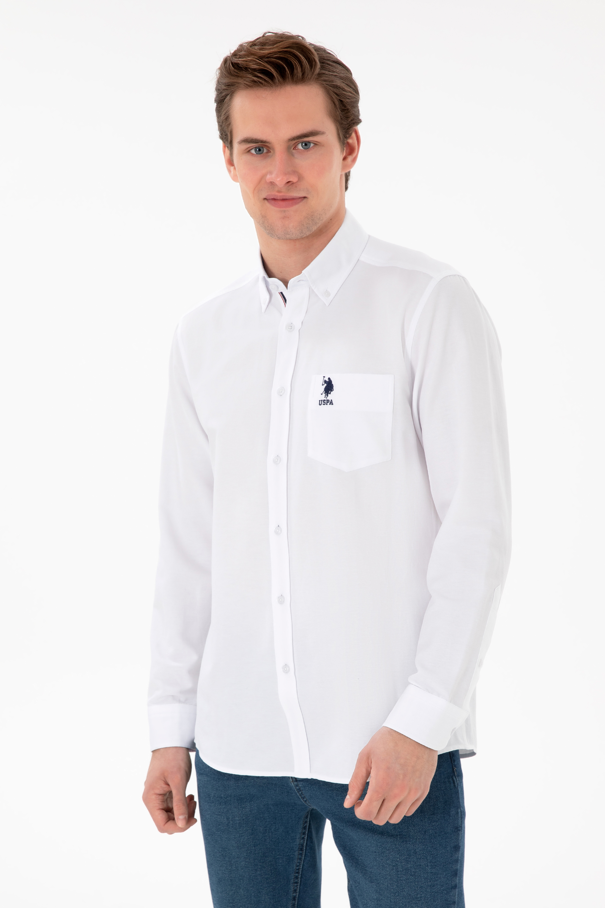 پیراهن سفید رگولار مردانه یو اس پولو | US POLO ASSN