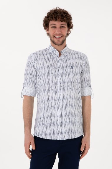 پیراهن  سفید  اندامی  مردانه یو اس پولو | US POLO ASSN