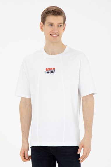 تی شرت یقه گرد سفید  ریلکس آستین کوتاه مردانه یو اس پولو | US POLO ASSN