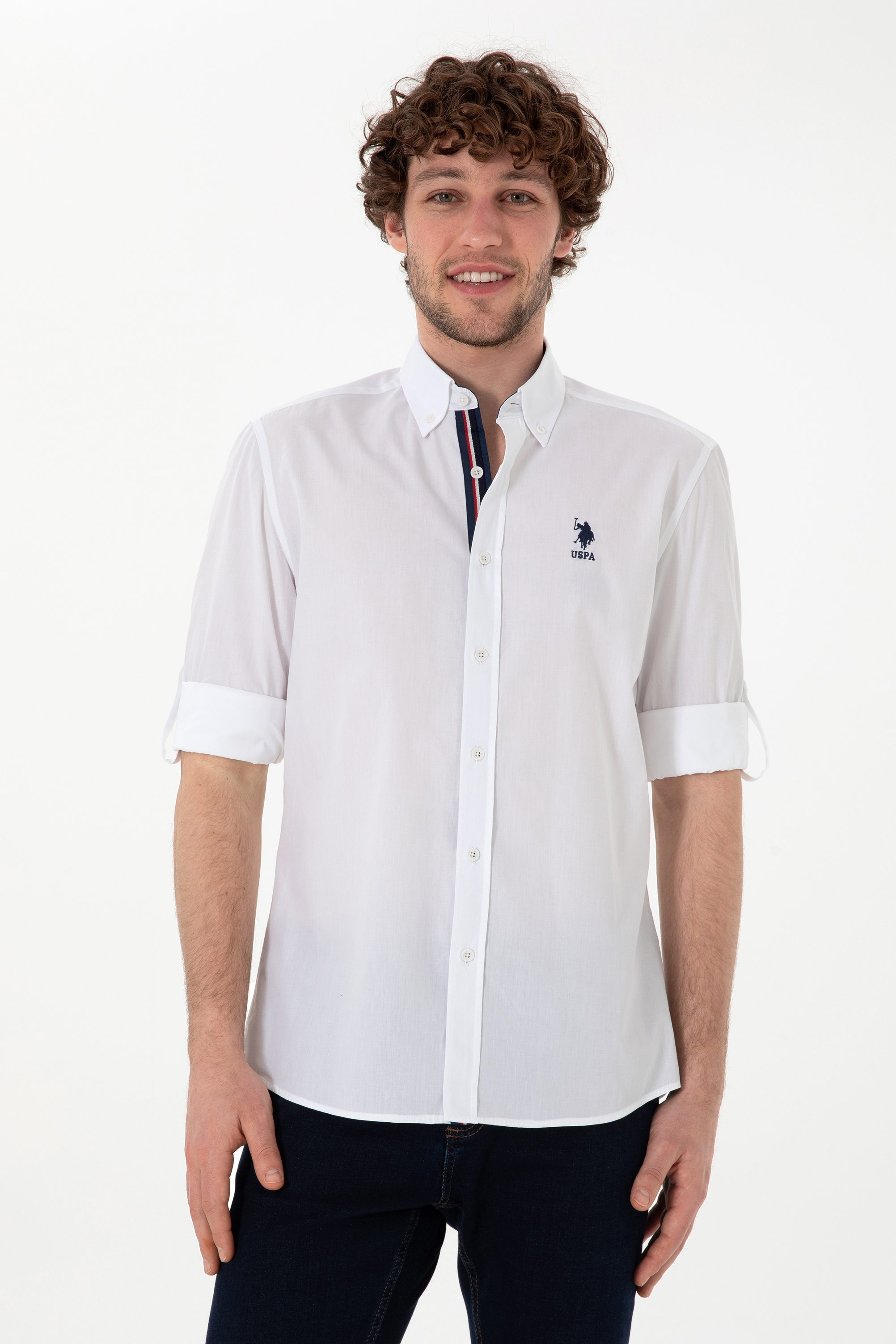 پیراهن سفید رگولار مردانه یو اس پولو | US POLO ASSN