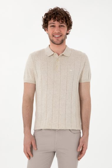 تی شرت تریکو یقه پولو سفید  اندامی  مردانه یو اس پولو | US POLO ASSN