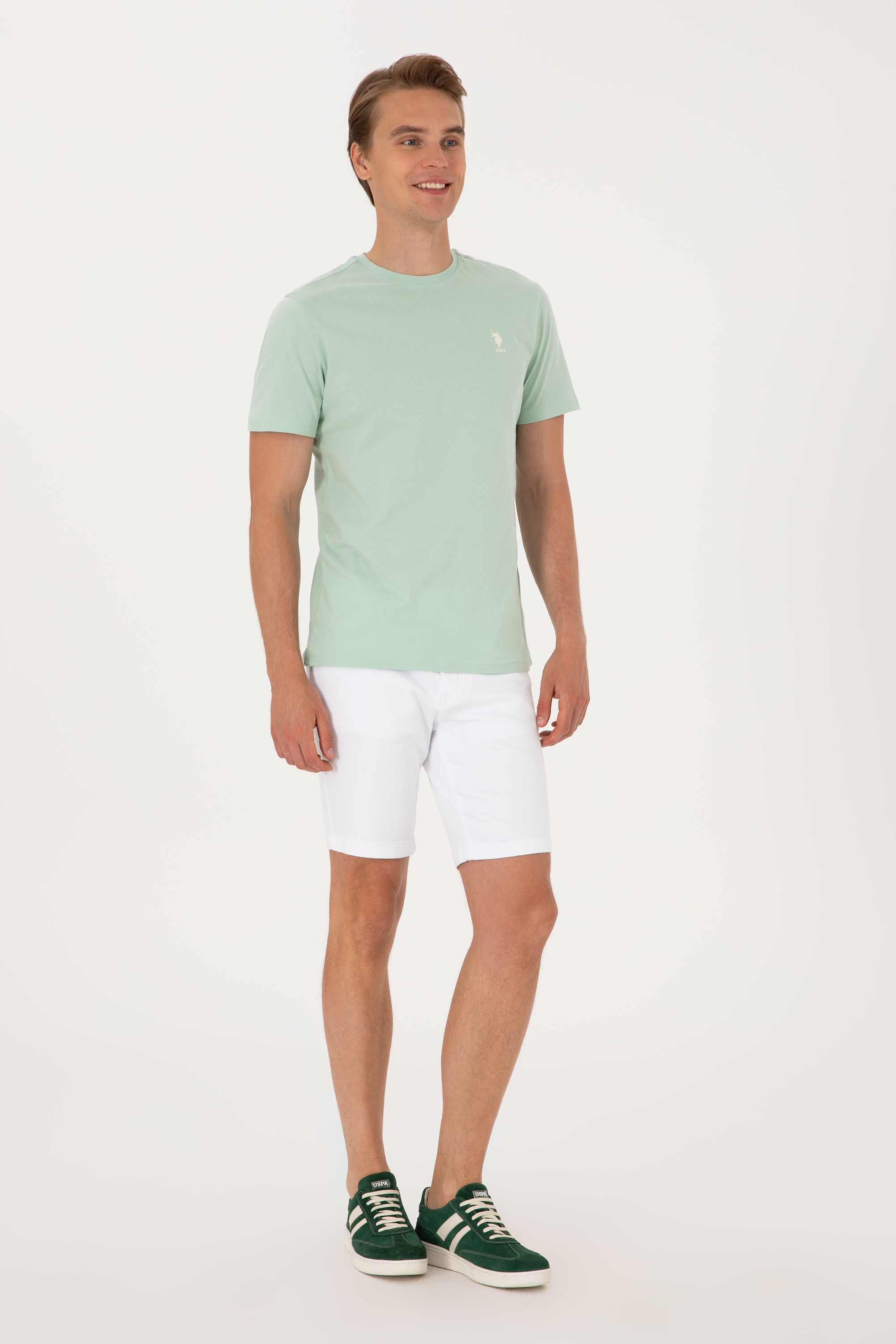 شلوارک جین سفید رگولار مردانه یو اس پولو | US POLO ASSN