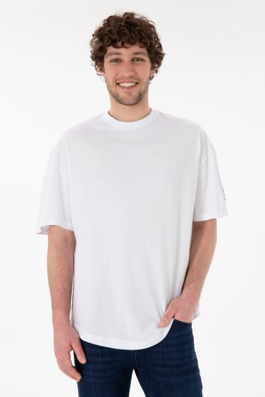 تی شرت بیسیک یقه گرد سفید  LONG FIT آستین کوتاه مردانه یو اس پولو | US POLO ASSN