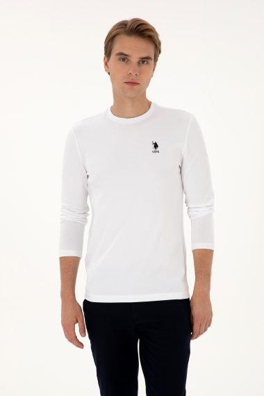 سویشرت بیسیک  سفید  اندامی  مردانه یو اس پولو | US POLO ASSN