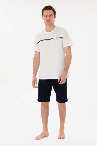 ست پیژامه یقه گرد سفید  استاندارد فیت  مردانه یو اس پولو | US POLO ASSN