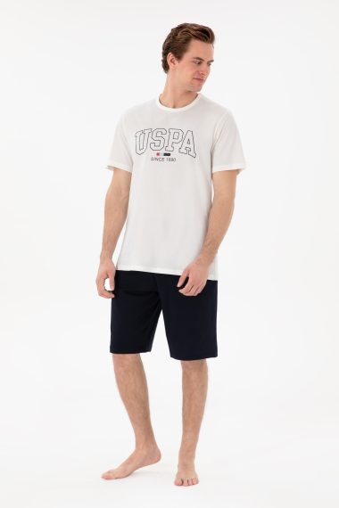 ست پیژامه یقه گرد سفید  استاندارد فیت  مردانه یو اس پولو | US POLO ASSN