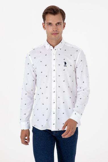 پیراهن  سفید  رگولار  مردانه یو اس پولو | US POLO ASSN