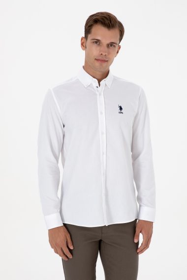 پیراهن  سفید  رگولار  مردانه یو اس پولو | US POLO ASSN