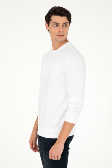 سویشرت بیسیک یقه گرد سفید  رگولار  مردانه یو اس پولو | US POLO ASSN