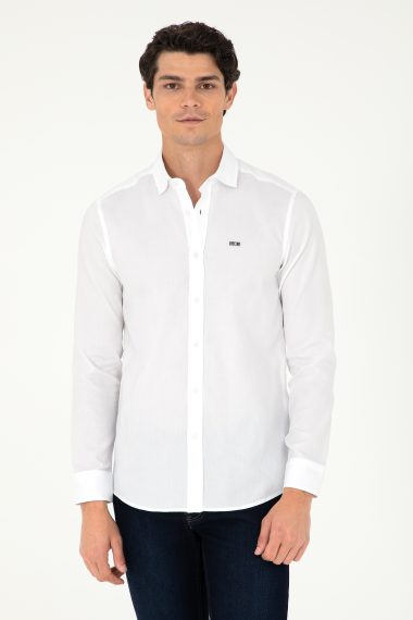 پیراهن  سفید  اندامی  مردانه یو اس پولو | US POLO ASSN