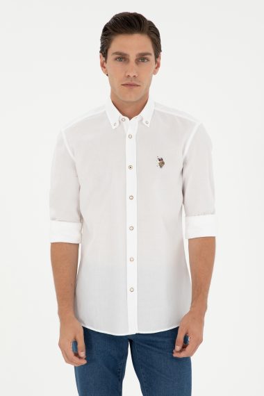 پیراهن  سفید  اندامی  مردانه یو اس پولو | US POLO ASSN