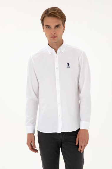 پیراهن  سفید  رگولار  مردانه یو اس پولو | US POLO ASSN