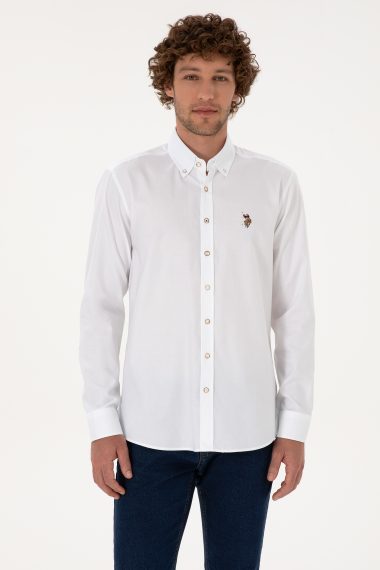 پیراهن  سفید  رگولار  مردانه یو اس پولو | US POLO ASSN