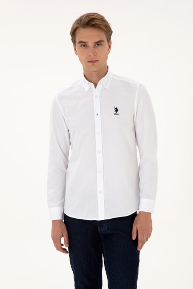 پیراهن  سفید  اندامی  مردانه یو اس پولو | US POLO ASSN