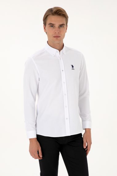 پیراهن  سفید  اندامی  مردانه یو اس پولو | US POLO ASSN
