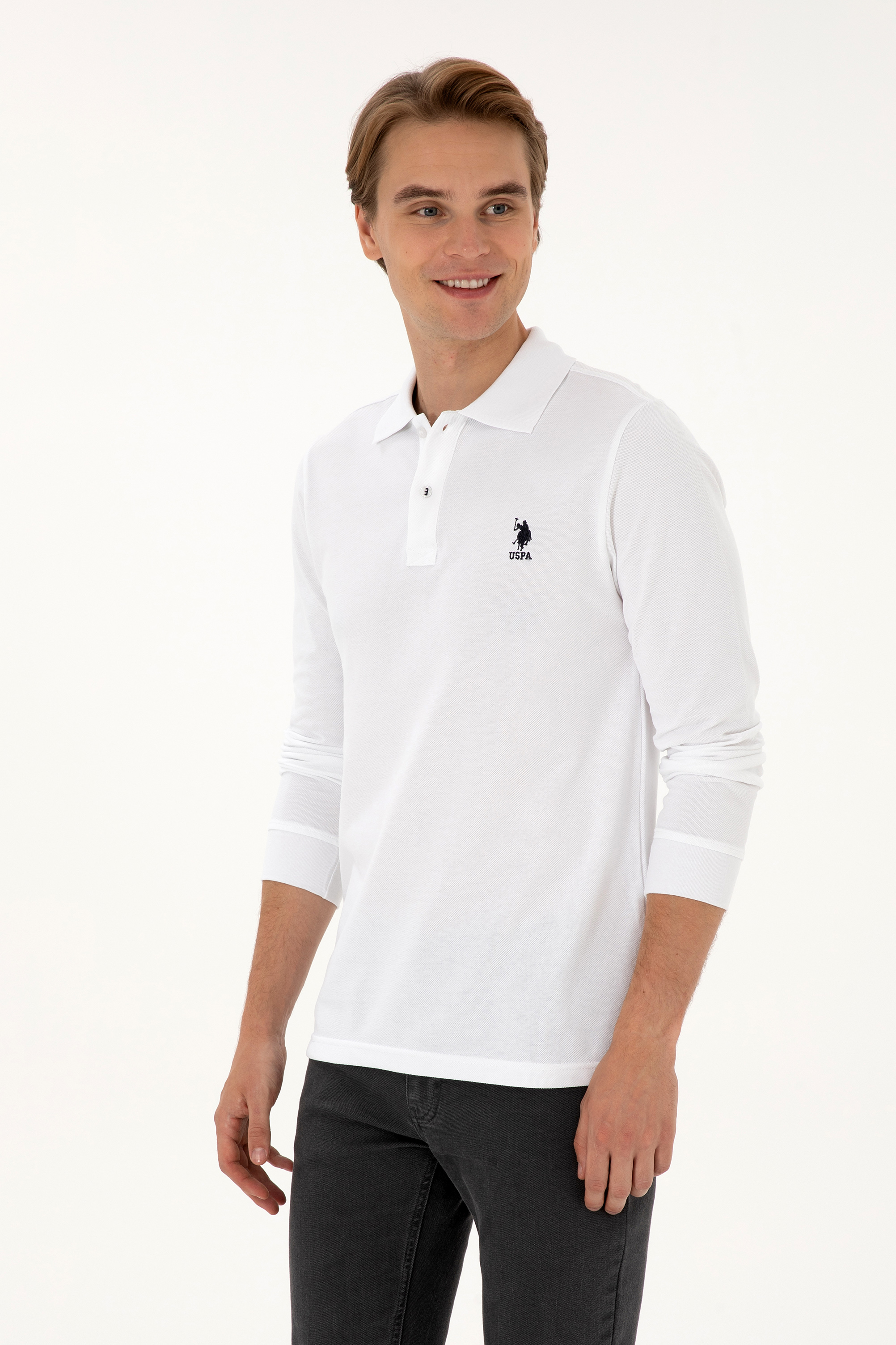 سویشرت بیسیک سفید رگولار مردانه یو اس پولو | US POLO ASSN