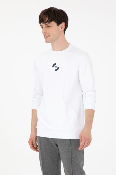 سویشرت یقه گرد سفید  رگولار آستین بلند مردانه یو اس پولو | US POLO ASSN
