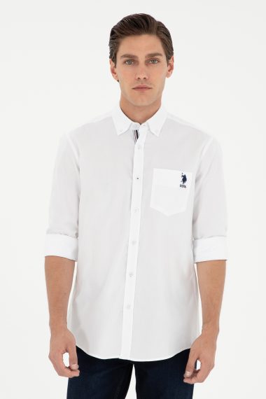 پیراهن  سفید  رگولار  مردانه یو اس پولو | US POLO ASSN