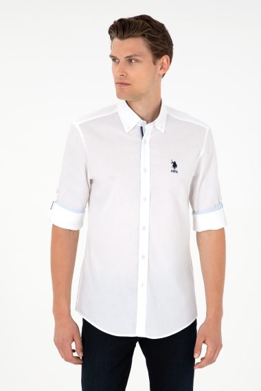 پیراهن  سفید  اندامی  مردانه یو اس پولو | US POLO ASSN