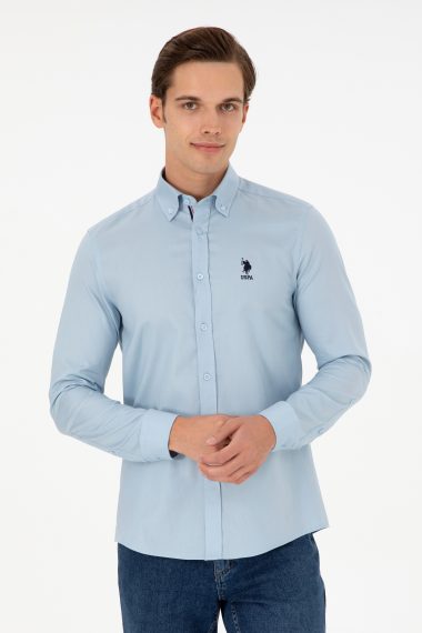 پیراهن  سورمه ای روشن  اندامی  مردانه یو اس پولو | US POLO ASSN