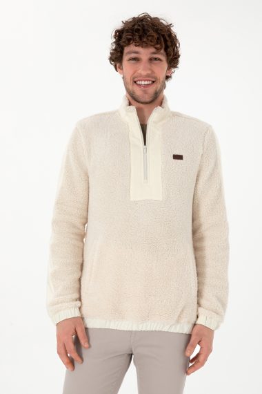 سویشرت یقه ایستاده سفید  رگولار  مردانه یو اس پولو | US POLO ASSN