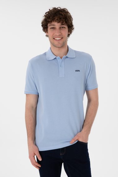 تی شرت بیسیک یقه پولو سورمه ای روشن  رگولار  مردانه یو اس پولو | US POLO ASSN