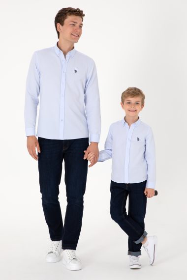 پیراهن  سورمه ای روشن  اندامی  مردانه یو اس پولو | US POLO ASSN