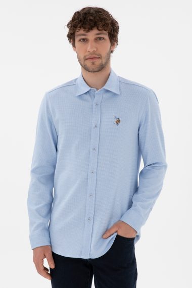 پیراهن  سورمه ای روشن  اندامی  مردانه یو اس پولو | US POLO ASSN