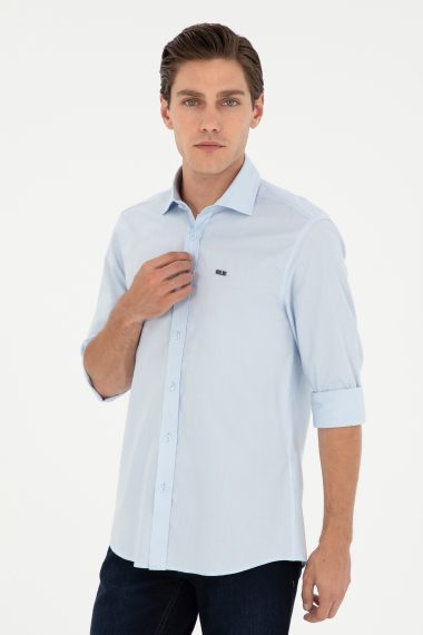 پیراهن  سورمه ای روشن  اندامی  مردانه یو اس پولو | US POLO ASSN