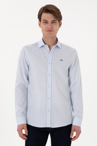 پیراهن  سورمه ای روشن  اندامی  مردانه یو اس پولو | US POLO ASSN