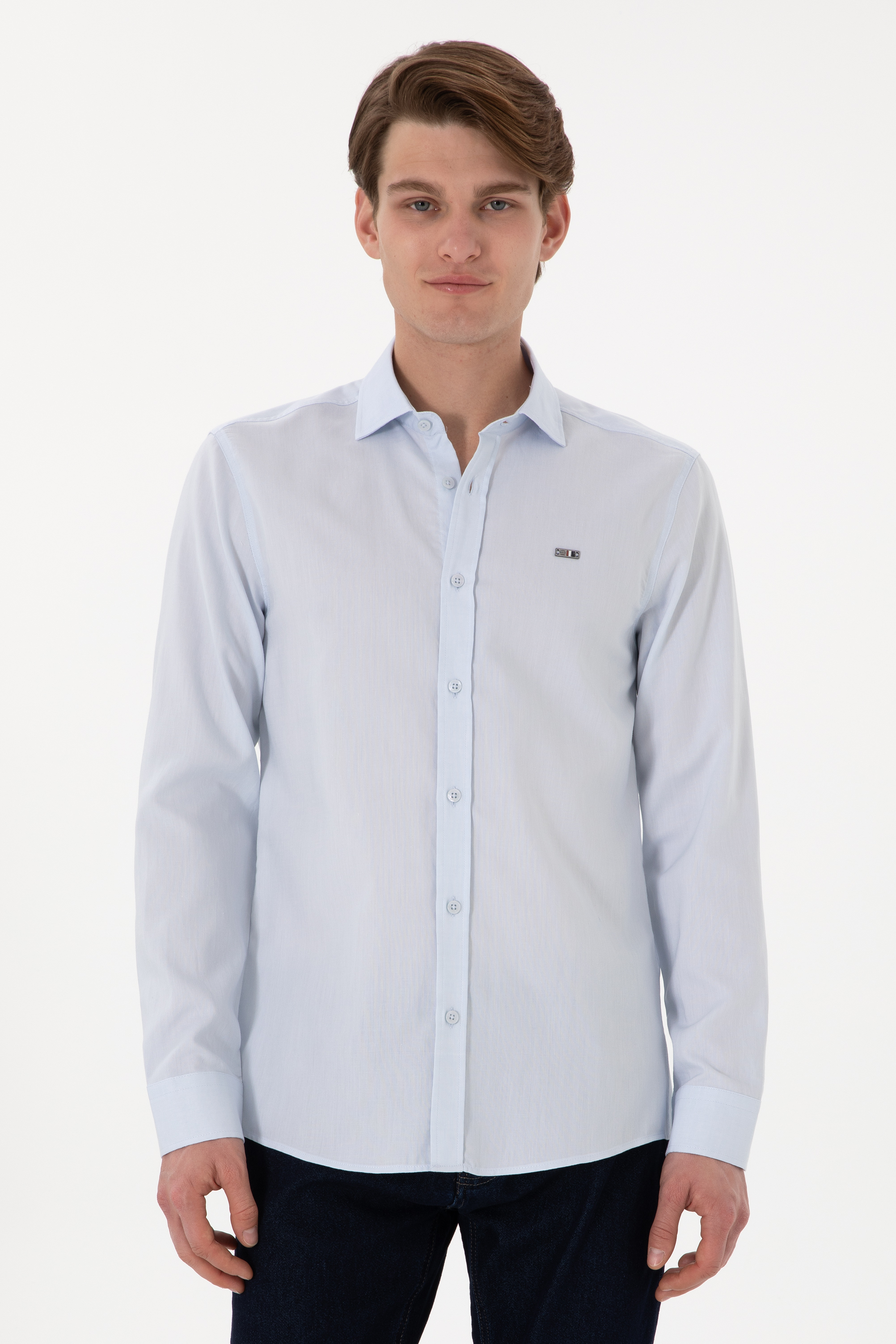 پیراهن سورمه ای روشن اندامی مردانه یو اس پولو | US POLO ASSN