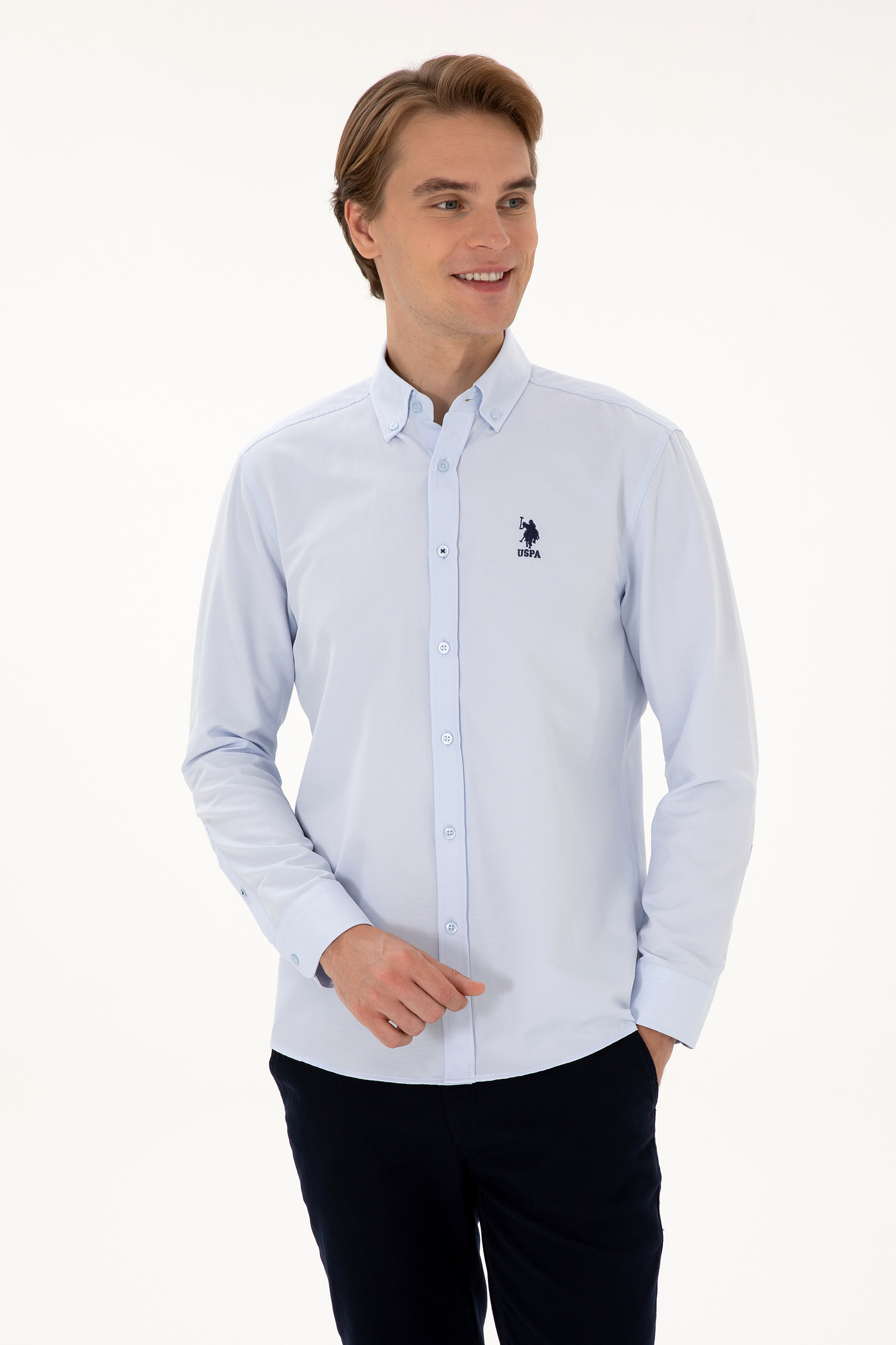 پیراهن سورمه ای روشن رگولار مردانه یو اس پولو | US POLO ASSN