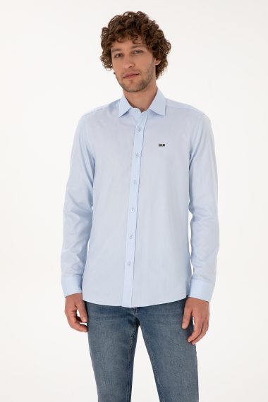 پیراهن  سورمه ای روشن  اندامی  مردانه یو اس پولو | US POLO ASSN